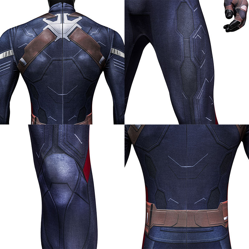 Captain America: The Winter Soldier Captain America Steve Rogers Zentai Jumpsuit Cosplay Costume