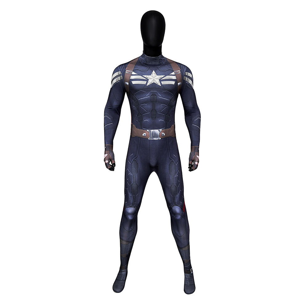 Captain America: The Winter Soldier Captain America Steve Rogers Zentai Jumpsuit Cosplay Costume