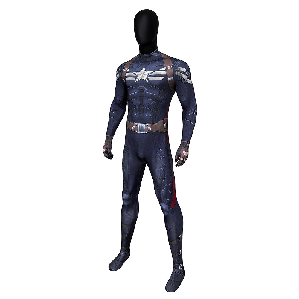 Captain America: The Winter Soldier Captain America Steve Rogers Zentai Jumpsuit Cosplay Costume