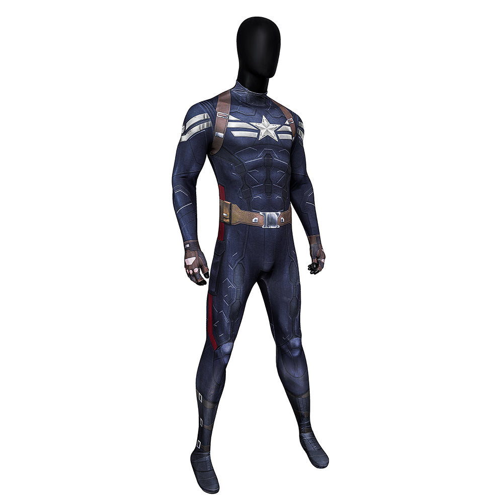 Captain America: The Winter Soldier Captain America Steve Rogers Zentai Jumpsuit Cosplay Costume