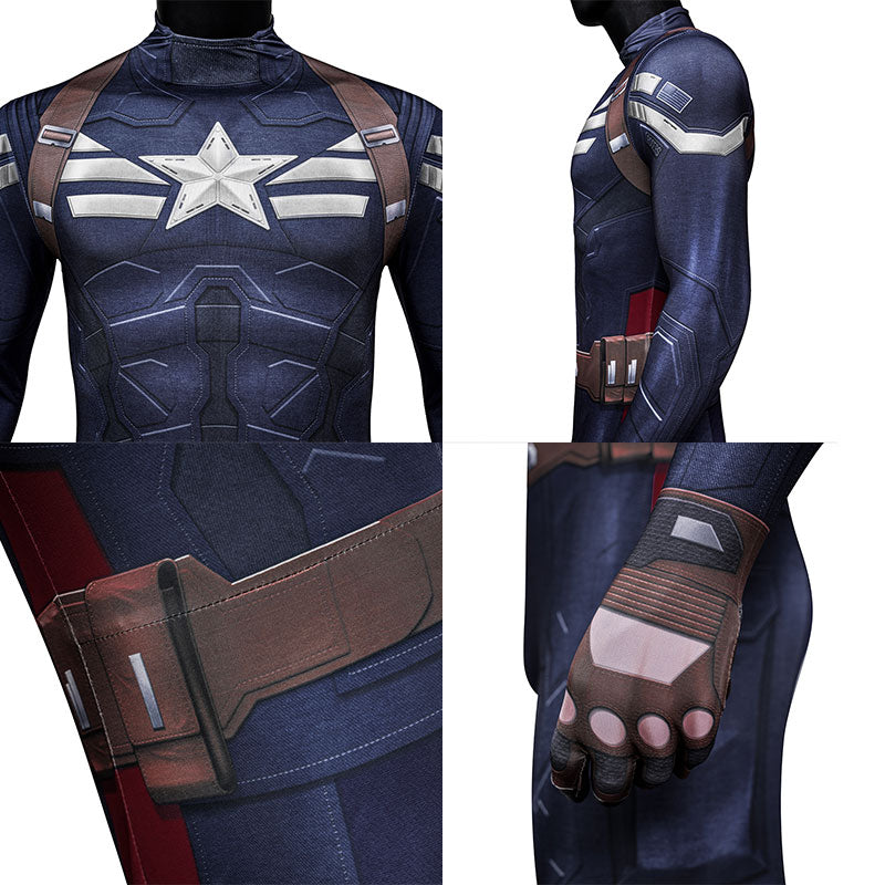 Captain America: The Winter Soldier Captain America Steve Rogers Zentai Jumpsuit Cosplay Costume