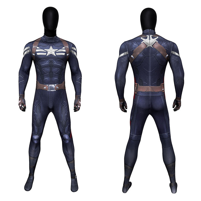 Captain America: The Winter Soldier Captain America Steve Rogers Zentai Jumpsuit Cosplay Costume