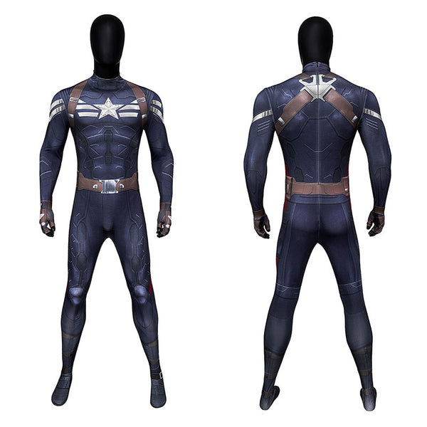 Captain America: The Winter Soldier Captain America Steve Rogers Zentai Jumpsuit Cosplay Costume