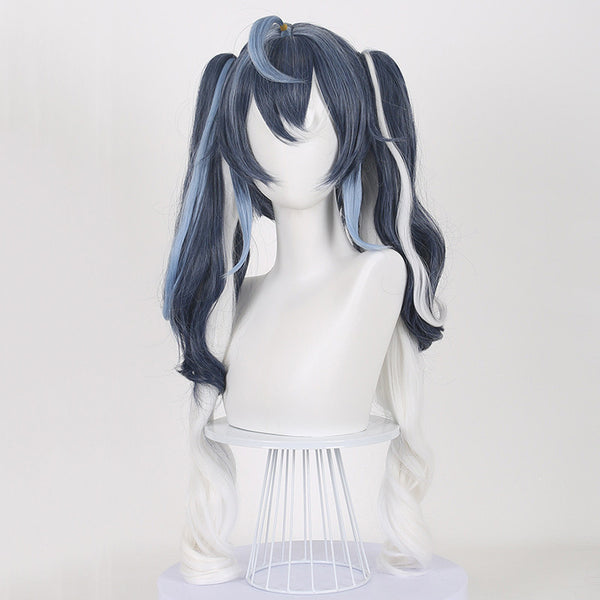 Game Girl 2025 Snow Wig Deep Blue White Women Wig Cosplay Wig