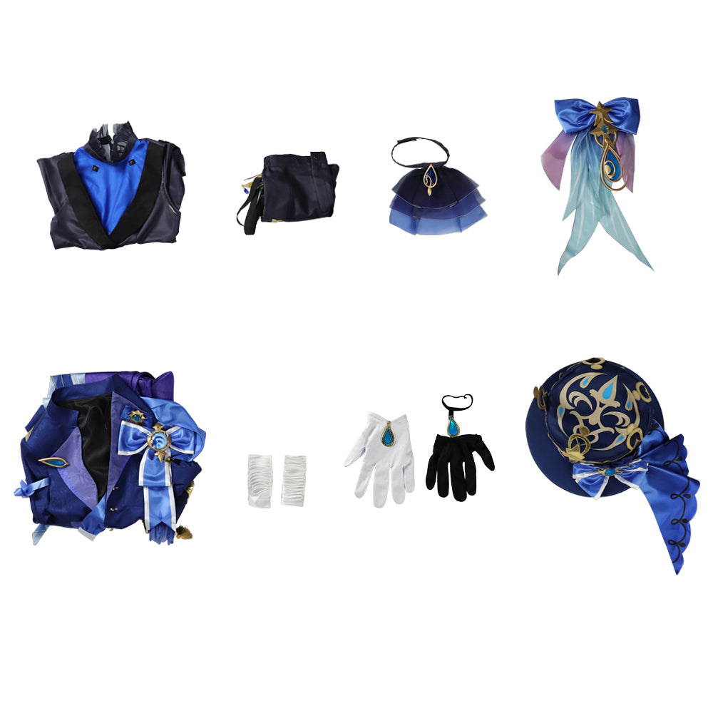 Genshin Impact Fontaine Hydro Archon Focalors Furlna Focalors Black Cosplay Costume