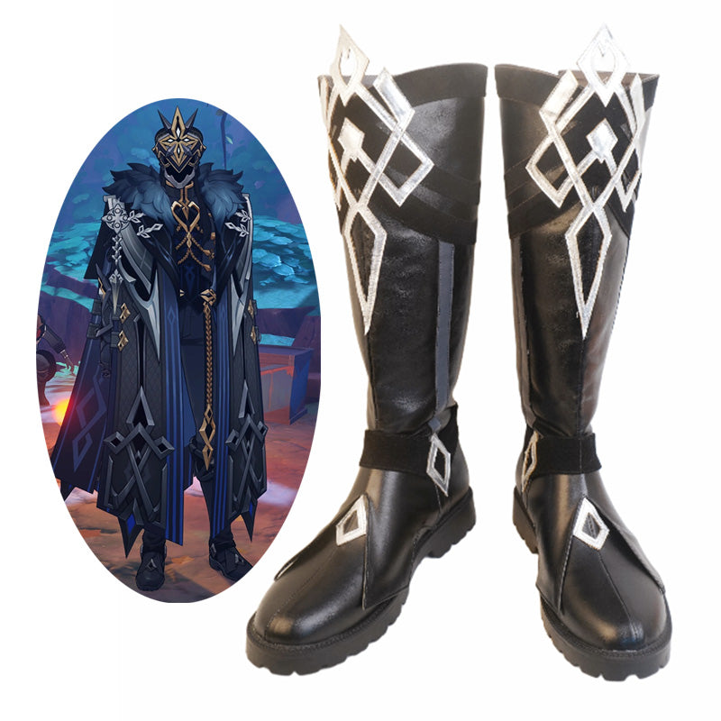 Genshin Impact the Eleven Fatui Harbingers The Captain Il Capitano Shoes Cosplay Boots