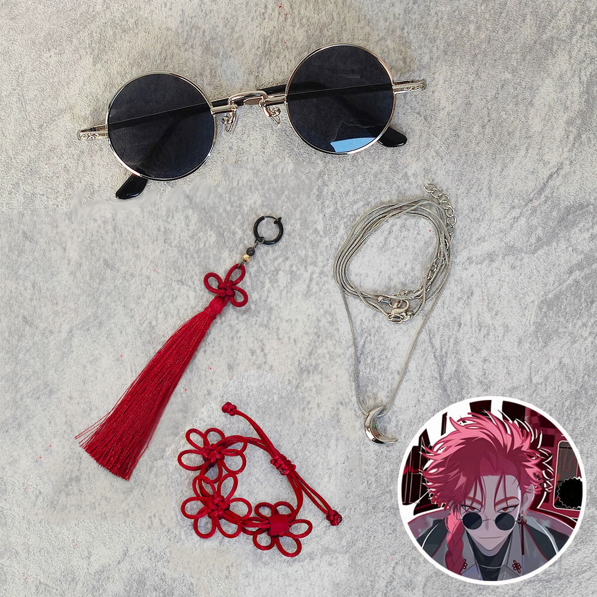 Link Click Vein Glasses Earring Ear clip Necklace Bracelet Cosplay Accessory Prop