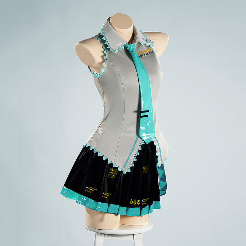 Vocaloid 2 Hatsune Miku Liquid Leather Cosplay Costume