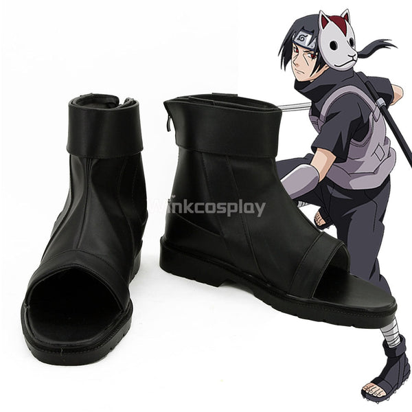 Anbu's Itachi Uchiha from Naruto Halloween Black Cosplay Shoes - Winkcosplay