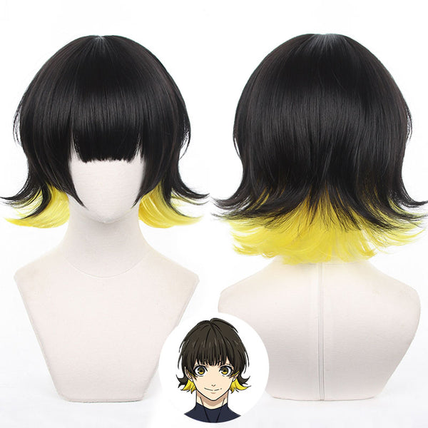 Blue Lock Meguru Bachira Black Yellow Cosplay Wig