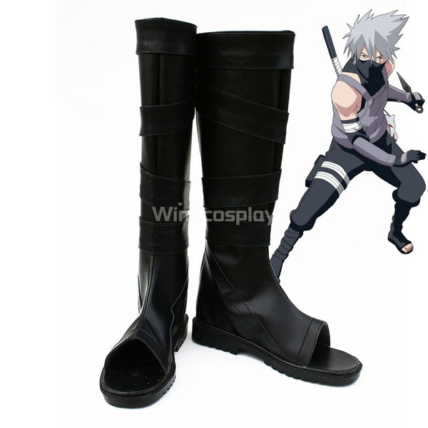 Hatake Kakashi from Naruto Halloween Black Shoes Cosplay Boots - Winkcosplay