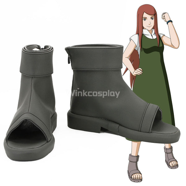 Kushina Uzumaki from Naruto Halloween Grey Cosplay Shoes