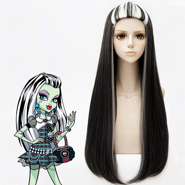 Monster High Frankie Stein Black White Cosplay Wig