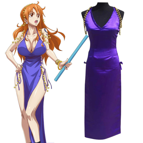 One Piece Nami Zou Island Purple Dress Cosplay Costume