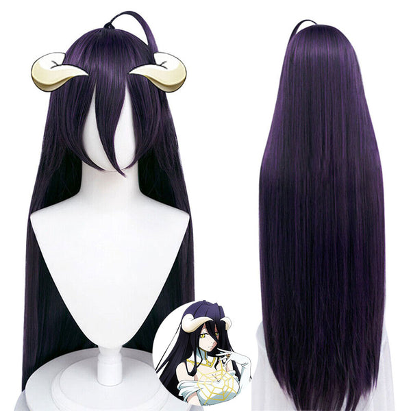 Overlord Albedo Deep Purple Cosplay Wig - Horn Select